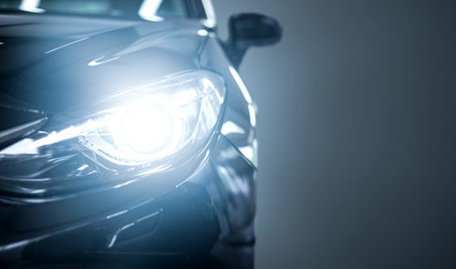Closeup of modern car headlight